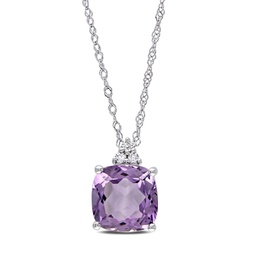 1 3/4ct tgw amethyst and diamond accents pendant and chain in 10k white gold