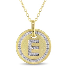 e initial diamond accent pendant with chain in yellow plated sterling silver