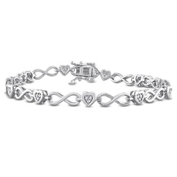 1/6ct tdw heart-shaped diamond infinity link statement bracelet in sterling silver - 7.25 in