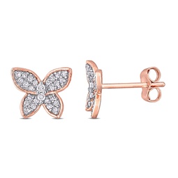 1/5 ct tw diamond butterfly stud earrings in 10k rose gold