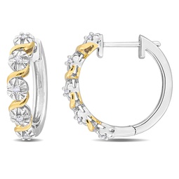 1/6ct tdw diamond half twist earrings in yellow plated silver