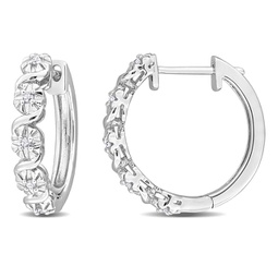 1/6ct tdw diamond half twist earrings in sterling silver
