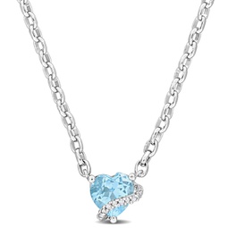 1ct tgw sky blue topaz and diamond accent heart pendant with chain in sterling silver