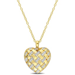 1/8ct tdw diamond lattice heart pendant with chain in yellow plated sterling silver - 18 in.