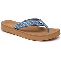 Minnetonka Hedy Sandal - Women’s Beach Flip Flops Handcrafted with Soft Denim or Woven Fabric Accents, and Contoured Footbed
