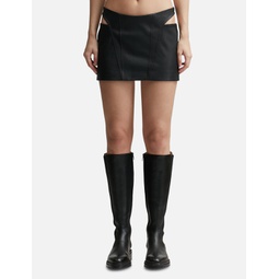 FAUX LEATHER CUT-OUT MINI SKIRT