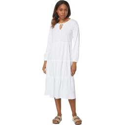 Womens Mod-o-doc Slub Jersey Long Sleeve Shirred Tiered Dress