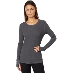 Mod-o-doc Washed Cotton Modal Thermal Long Sleeve Crew Neck Tee