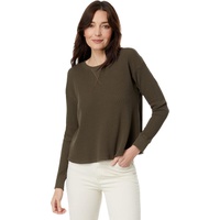 Womens Mod-o-doc Washed Cotton Modal Thermal Long Sleeve Boxy Crop Sweatshirt