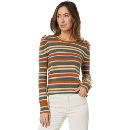 Mod-o-doc Earthy Stripe Long Sleeve Puff Sweater