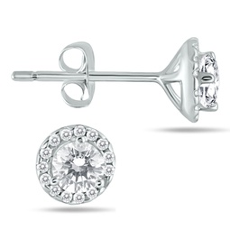 5/8 carat tw diamond halo earrings in 14k white gold