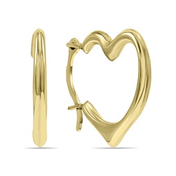 10k yellow gold heart shaped hoop huggie earrings
