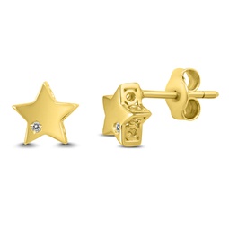 diamond accent star earrings in 14k yellow gold