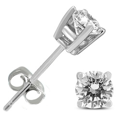 1/2 carat tw round diamond solitaire stud earrings in 14k white gold
