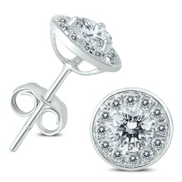14k white gold 1 carat tw diamond halo earrings