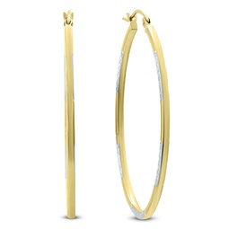 14k yellow gold two toned hoop earrings with diamond cut rhodium accents (42mm)