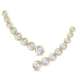 3/8 carat tw bezel set diamond climber earrings in 14k yellow gold