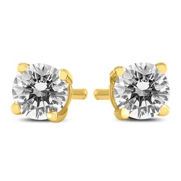 1/2 carat tw round diamond solitaire stud earrings in 14k yellow gold