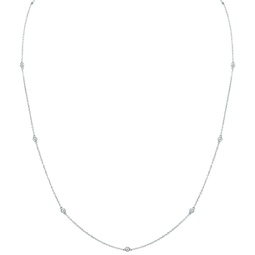 1/4 carat tw bezel set diamond station necklace in 14k white gold