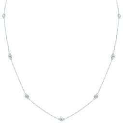 1 carat tw bezel set diamond station necklace in 14k white gold