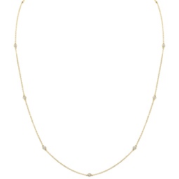 1/4 carat tw bezel set diamond station necklace in 14k yellow gold