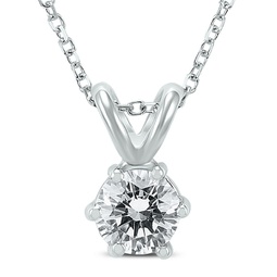 1/2 carat 6 prong diamond solitaire pendant in 14k white gold