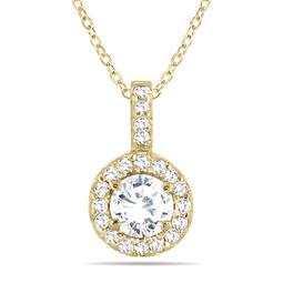 1/2 carat tw halo diamond pendant in 10k yellow gold