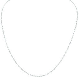 silver rhodium 1.8mm dainty diamond cut paperclip necklace with lobster clasp - 22 inch