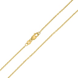 14k yellow gold 1.4mm diamond cut oval cable chain with lobster clasp - 18 inch