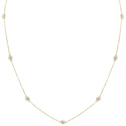 1 carat tw bezel set diamond station necklace in 14k yellow gold