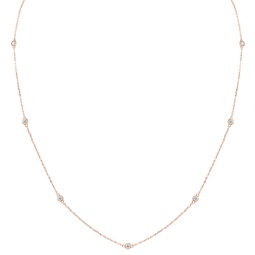 1/2 carat tw bezel set diamond station necklace in 14k rose gold