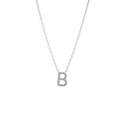 silver diamond initial b necklace