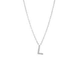 silver diamond initial l necklace