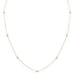 1/2 carat tw bezel set diamond station necklace in 14k yellow gold