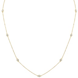 3/4 carat tw bezel set diamond station necklace in 14k yellow gold