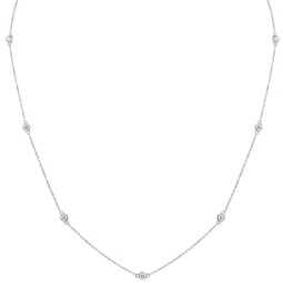 3/4 carat tw bezel set diamond station necklace in 14k white gold