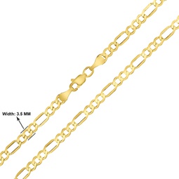 10k yellow gold 3.5mm diamond cut oval figaro chain with lobster clasp - 18 inch