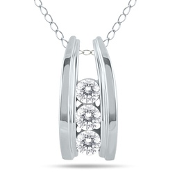1/2 carat tw three stone diamond ladder pendant in 10k white gold