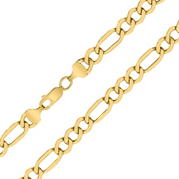14k yellow gold 6.5mm diamond cut oval figaro chain with lobster clasp - 18 inch