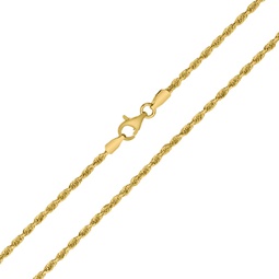 14k yellow gold 2.25mm classic diamond cut twisted rope chain with lobster clasp - 18 inch