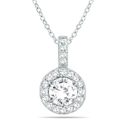 1/2 carat tw halo diamond pendant in 10k white gold