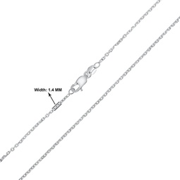 14k white gold 1.4mm diamond cut cable chain with lobster clasp - 18 inch