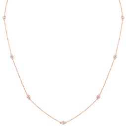 3/4 carat tw bezel set diamond station necklace in 14k rose gold