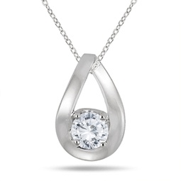 1/2 carat tear drop diamond solitaire pendant in 10k white gold