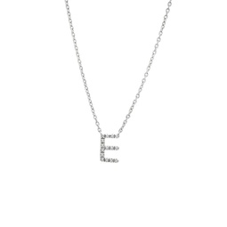 silver diamond initial e necklace