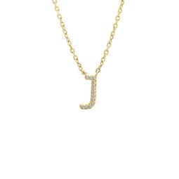 silver diamond initial j necklace w/18k yg plate