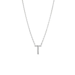 silver diamond initial t necklace