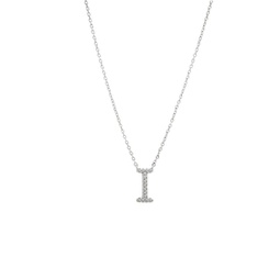 silver diamond initial i necklace