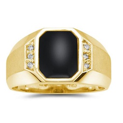 10k yellow gold onyx and diamond mens ring