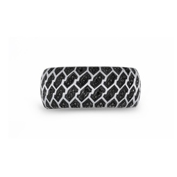 fast track black rhodium plated sterling silver tire tread black diamond band ring